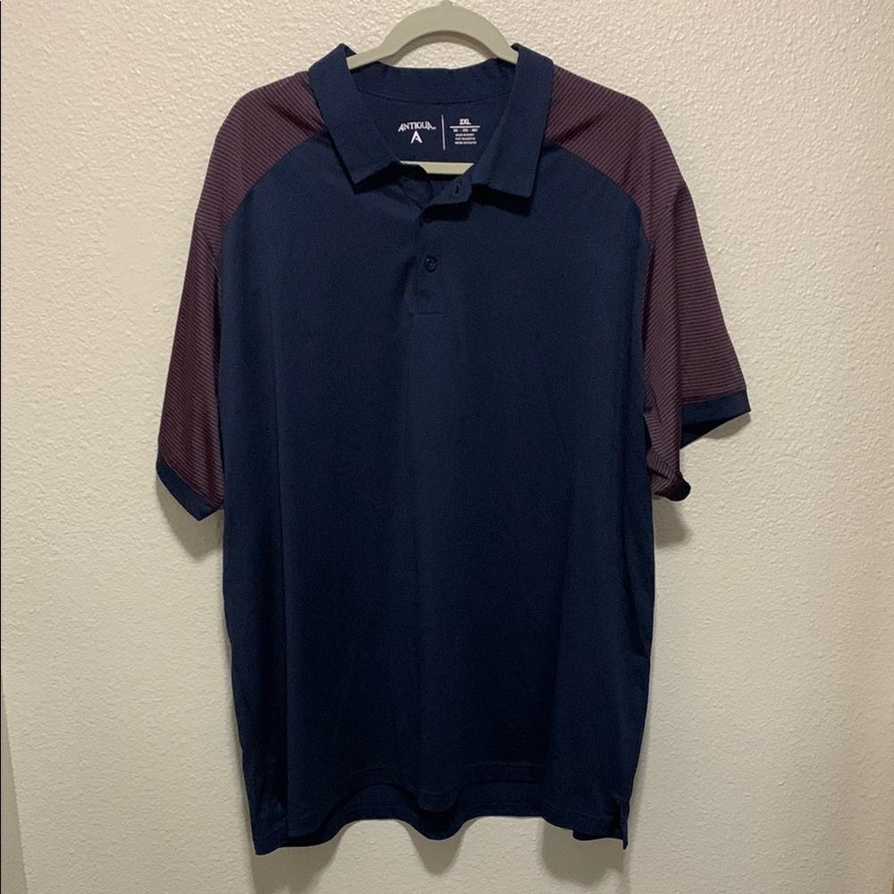 Antigua Blue and Red Polo Shirt Classic Design